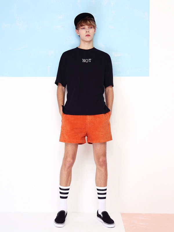 &quot;NOT&quot; Embroidery oversize T-shirt (BLACK)