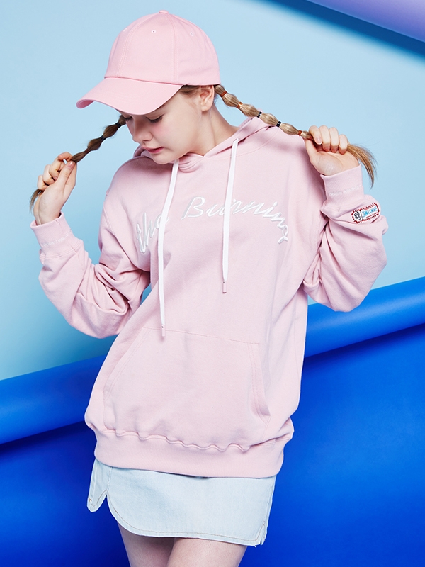 THE BURNING embroidered hoodie (Pink)